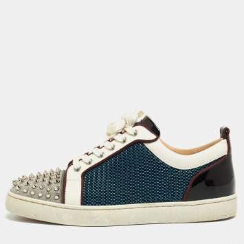 Pre Owned Christian Louboutin Multicolor Mesh and Leather Louis Junior Spikes Sneakers Size 42