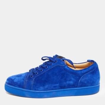 Pre Owned Christian Louboutin Blue Suede Leather Low Top Sneakers Size 42.5