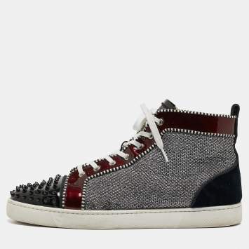 Pre Owned Christian Louboutin Multicolor Patent  And Velvet  Spikes Orlato Flat Hight Top Sneakers Size 50