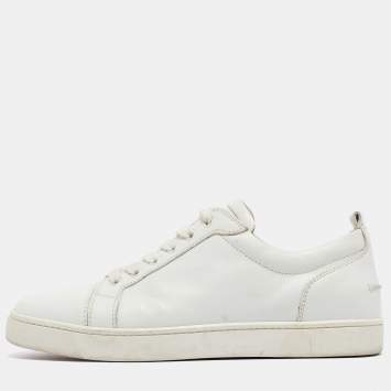 Pre Owned Christian Louboutin White Leather Louis Junior Sneakers Size 43