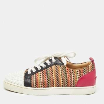Pre Owned Christian Louboutin Multicolor Leather Louis Junior Spikes Orlato Sneakers Size 42