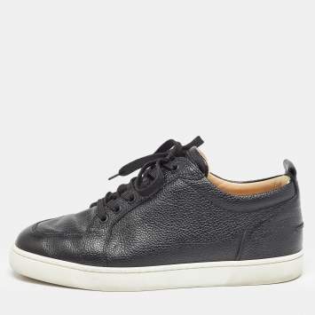 Pre Owned Christian Louboutin Black Leather Rantulow Sneakers Size 43