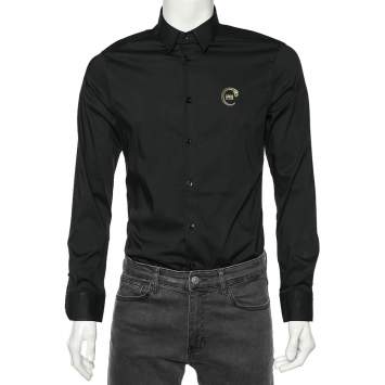 Pre Owned Class by Roberto Cavalli Black Cotton Blend Button Front Shirt M