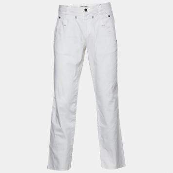 مملوكة مسبقًا Class by Roberto Cavalli White Cotton Straight Leg Trousers L