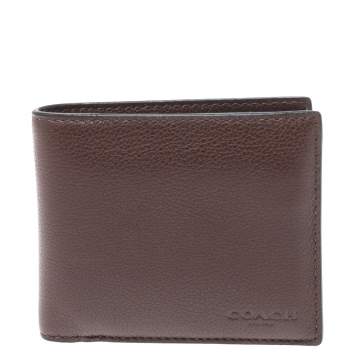 Coach Dark Brown Leather ID Compact Wallet