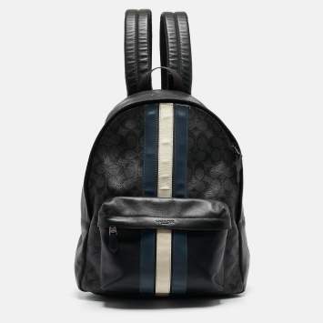 Coach Black Coated Canvas and Leather New Varsity Charles Backpack