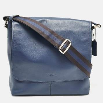 Coach Navy Blue Leather Charles Messenger Bag