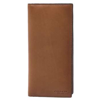 Pre Owned Coach Brown Leather Boxed Breast Pocket Wallet