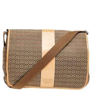 Coach Beige/Brown Signature Canvas And Leather Diaper Messenger Bag