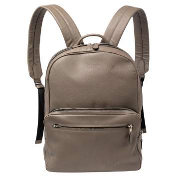 Pre Owned Coach Taupe Leather Backpack