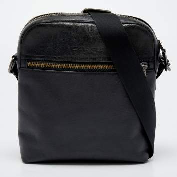 Pre Owned Coach Black Leather Messenger Bag