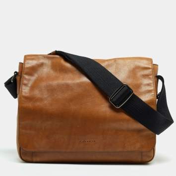 Pre Owned Coach Tan Leather Metropolitan Courier Messenger Bag