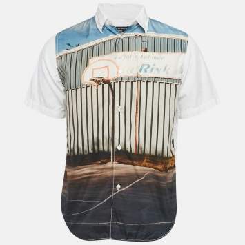 Pre Owned Comme des Garcons Multicolor Printed Cotton Button Front Shirt M