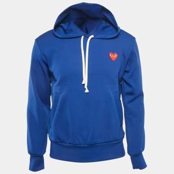 Comme des Garcons Blue Heart Applique Jersey Hoodie S
