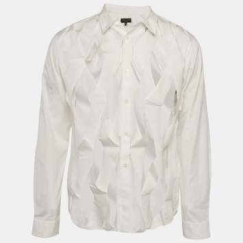 Pre Owned Comme des Garcons White Cotton Frilled Shirt M