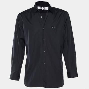 Pre Owned Comme des Garçons Play Black Heart Applique Shirt L