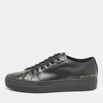 Pre Owned Common Projects Black Leather Achilles Lace Up Sneakers Size 41