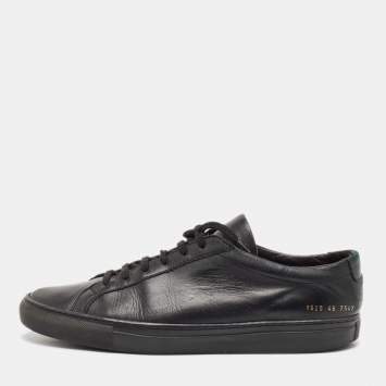 Pre Owned Common Projects Black Leather Achilles Lace Up Sneakers Size 46