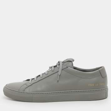 Pre Owned Common Projects Grey Leather Achilles Lace Up Sneaker Size 43
