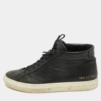 Common Projects Black Leather High Top Sneakers Size 43