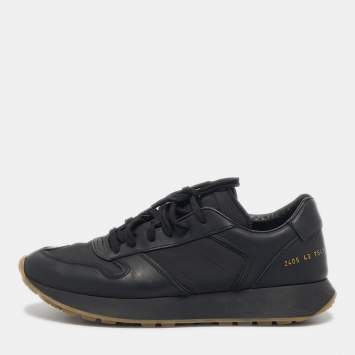 Pre Owned Common Projects Black Leather and Rubber Track 76 Sneakers Size 43