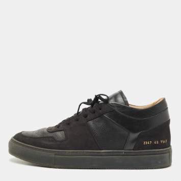 Common Projects Black Leather High Top Sneakers Size 43