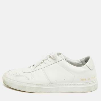 Pre Owned Common Projects BBall Size 44 White Leather Bumpy Lace Up Sneakers