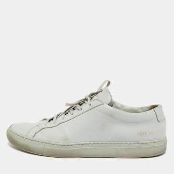 Pre Owned Common Projects Achilles Size 45 Grey Leather Lace Up Sneakers