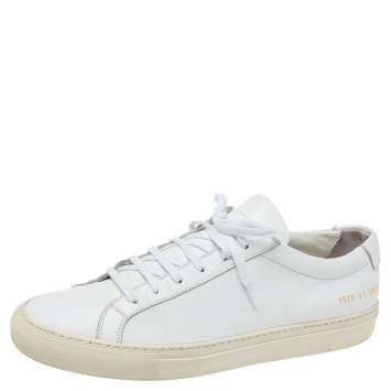 Pre Owned Common Projects White Leather Achilles Lace-Up Sneakers Size 41