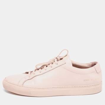 Pre Owned Common Projects Pink Leather Lace Up Sneakers Size 41