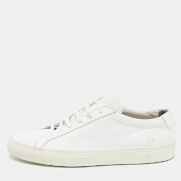 Pre Owned  Common Projects White Leather Achilles Low Top Sneakers Size 44