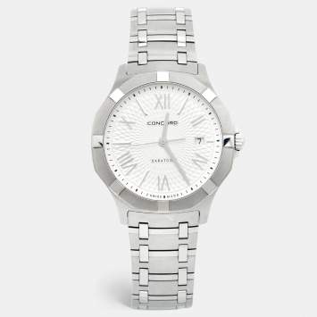 Pre Owned Concord Silver Stainless Steel Saratoga 02.1.14.1058 Men's Wristwatch 40 mm