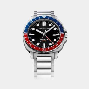 Pre Owned Concord Black Stainless Steel Mariner 0320547 Quartz Men's Wristwatch 43 mm