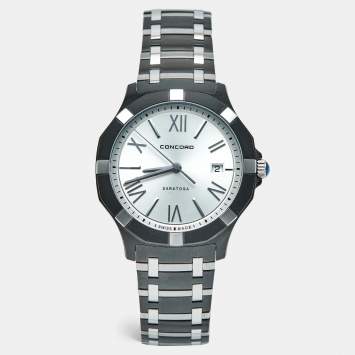 Pre Owned Concord Saratoga 02.1.36.1089 Silver Dial Two Tone Stainless Steel Men's Wristwatch 40 mm