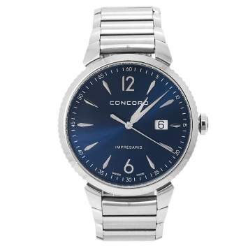 Pre Owned Concord Blue Stainless Steel Impresario 06.1.14.1124 Men's Wristwatch 41 mm