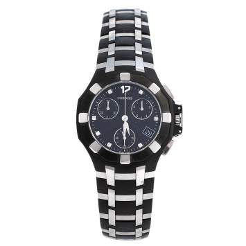 Pre Owned Concord Black Stainless Steel & Rubber Saratoga 14.H1.1881.1 Chrono Men's Wristwatch 33 mm