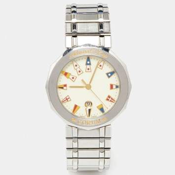 Pre Owned Corum Cream Stainless Steel Admiral's Cup 99.810.20 V550 Men's Wristwatch 34 mm