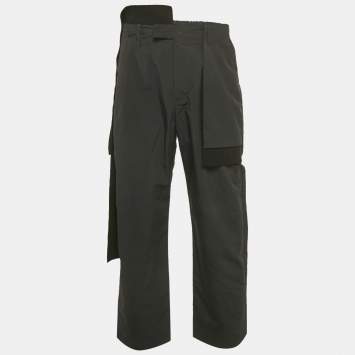 مملوكة مسبقًا Craig Green Black Synthetic Pocket Detail Trousers S