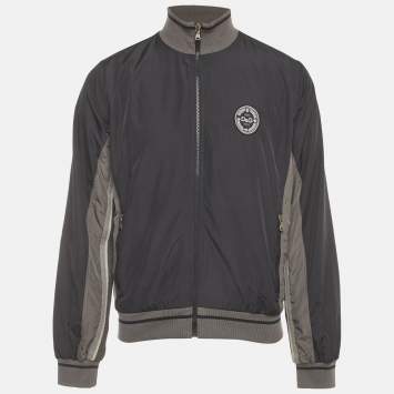 Pre Owned D&G Multicolour Logo Patch Detail Synthetic Bomber Jacket L