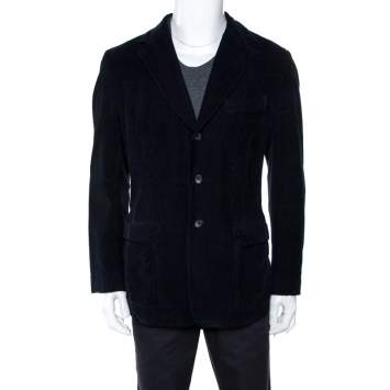 Pre Owned D&G Navy Blue Corduroy Three Buttoned Blazer XL