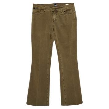 Pre Owned D&G Olive Green Denim Flared Leg Jeans S