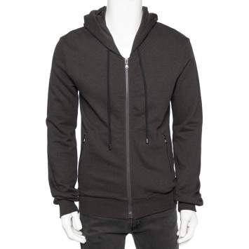 Pre Owned D&G Grey Cotton Zip Front Hooded Jacket M