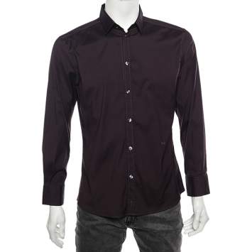 D&G Dark Burgundy Cotton Button Front Brad Shirt M