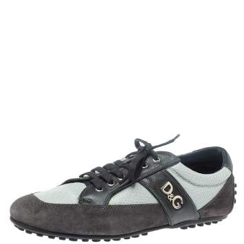 Pre Owned D&G Black/Grey Suede, Mesh and Leather Low Top Sneakers Size 44