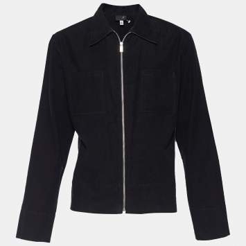 Pre Owned D&G Black Cotton Velvet Zip Front Shirt XXL