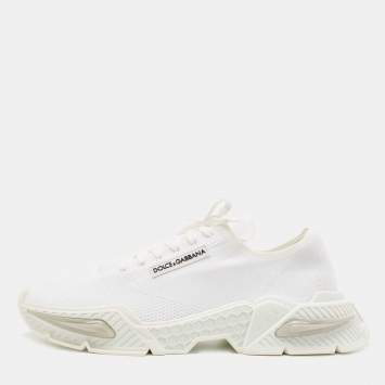 Pre Owned Dolce & Gabbana White Fabric Airmaster Low Top Sneakers Size 45