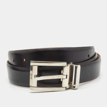 Pre Owned  D&G Black Leather Buckle Belt 110CM
