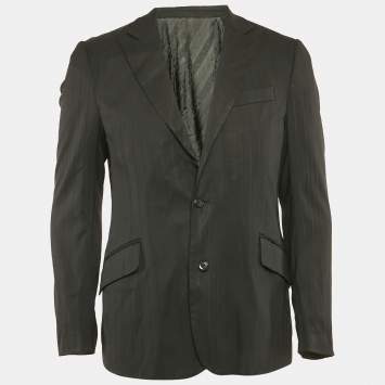 D&G Black Pinstripe Wool Blend Single Breasted Blazer M