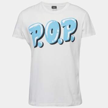 D&G White POP Print Cotton Crew Neck T-Shirt XL
