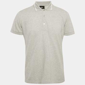 D&G Grey Cotton Pique Polo T-Shirt L